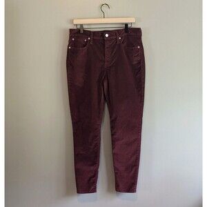 J. Crew Womens 31 9" High Rise Toothpick Velvet Stretch Pants Burgundy Crimson